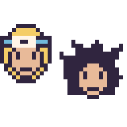 Pixel art Naruto mini et Goku mini, grille 32 × 32