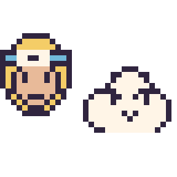 Pixel art Naruto mini et Nuage kawaii 16 × 16, grille 32 × 32