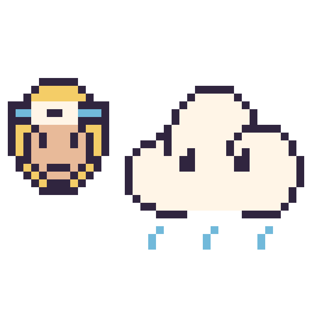 Modèle de pixel art Naruto mini et Nuage de pluie sur une grille de 40 par 40 cases