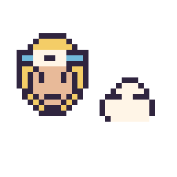 Pixel art Naruto mini et Nuage simple 10 × 10, grille 32 × 32