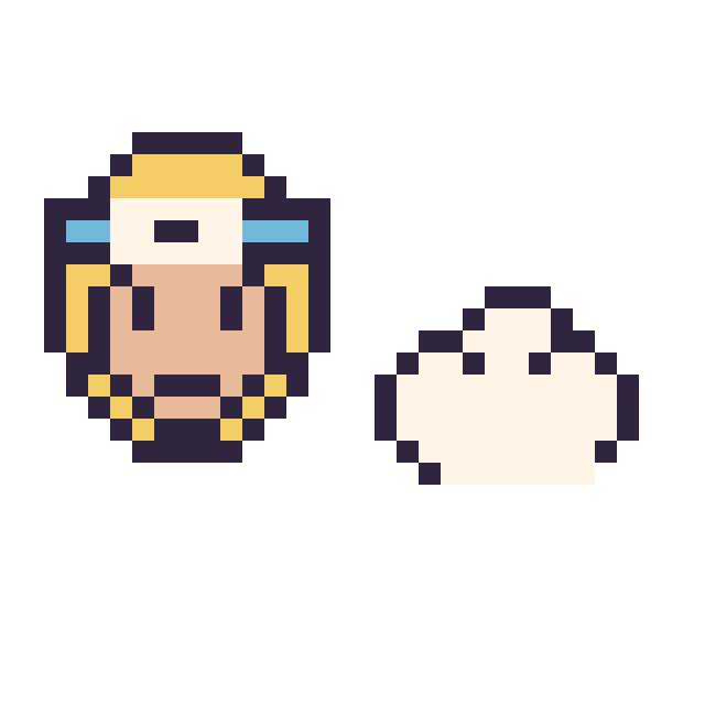 Modèle de pixel art Naruto mini et Nuage simple 12 × 12 sur une grille de 32 par 32 cases