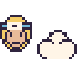 Pixel art Naruto mini et Nuage simple 16 × 16, grille 32 × 32