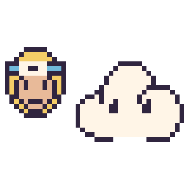 Modèle de pixel art Naruto mini et Nuage sur une grille de 40 par 40 cases