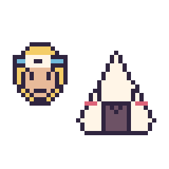 Pixel art Naruto mini et Onigiri kawaii, grille 40 × 40