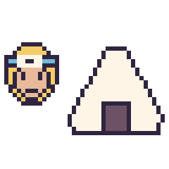 Pixel art Naruto mini et Onigiri, grille 40 × 40