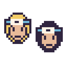 Pixel art Naruto mini et Sasuke mini, grille 32 × 32