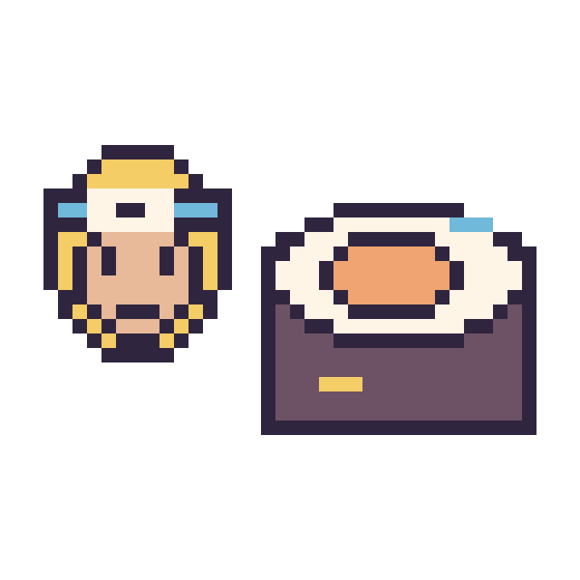 Modèle de pixel art Naruto mini et Sushi décoré sur une grille de 40 par 40 cases