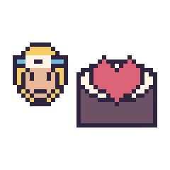 Pixel art Naruto mini et Sushi avec un cœur, grille 40 × 40