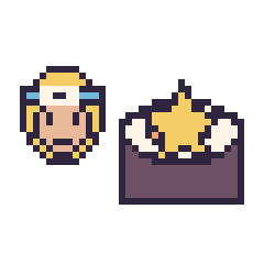 Pixel art Naruto mini et Sushi avec une étoile, grille 40 × 40