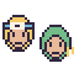 Pixel art Naruto mini et Zoro mini, grille 32 × 32
