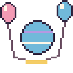 Pixel art Neptune avec des ballons, grille 40 × 40