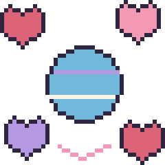 Pixel art Neptune avec des cœurs, grille 40 × 40
