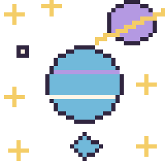 Pixel art Neptune dans l’espace, grille 40 × 40