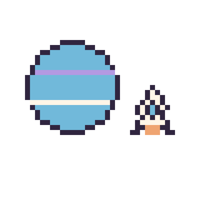 Modèle de pixel art Neptune et Fusée simple 10 × 10 sur une grille de 40 par 40 cases