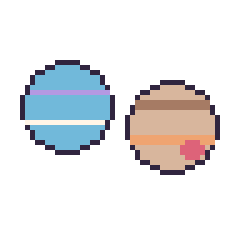 Pixel art Neptune et Jupiter, grille 48 × 48