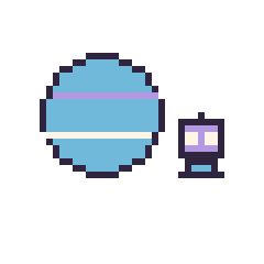 Pixel art Neptune et Robot simple 10 × 10, grille 40 × 40