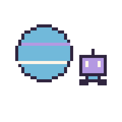 Pixel art Neptune et Robot simple 12 × 12, grille 40 × 40