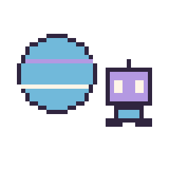 Pixel art Neptune et Robot simple 16 × 16, grille 40 × 40
