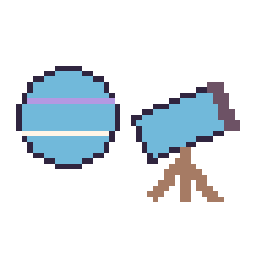 Pixel art Neptune et Télescope, grille 48 × 48