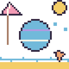 Pixel art Neptune à la plage, grille 40 × 40