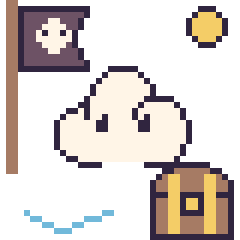 Pixel art Nuage en aventure pirate, grille 40 × 40