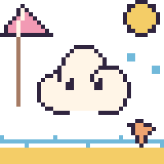 Pixel art Nuage à la plage, grille 40 × 40