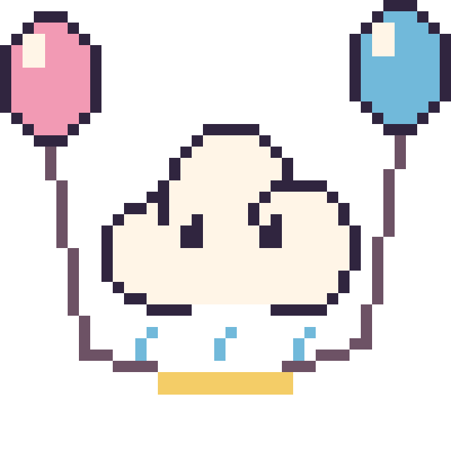Modèle de pixel art Nuage de pluie avec des ballons sur une grille de 40 par 40 cases