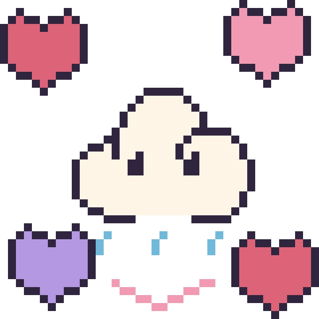 Modèle de pixel art Nuage de pluie avec des cœurs sur une grille de 40 par 40 cases