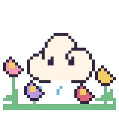 Pixel art Nuage de pluie dans le jardin, grille 40 × 40