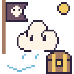 Pixel art Nuage de pluie en aventure pirate, grille 40 × 40