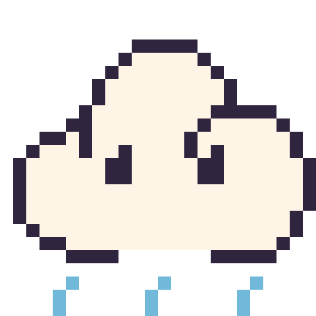 Modèle de pixel art Nuage de pluie sur une grille de 24 par 24 cases