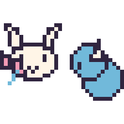 Pixel art Nymphali mini et Lokhlass mini, grille 32 × 32