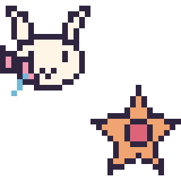 Pixel art Nymphali mini et Stari mini, grille 32 × 32