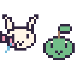 Pixel art Nymphali mini et Tortipouss mini, grille 32 × 32