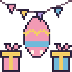 Pixel art Œuf de Pâques pour un anniversaire, grille 40 × 40