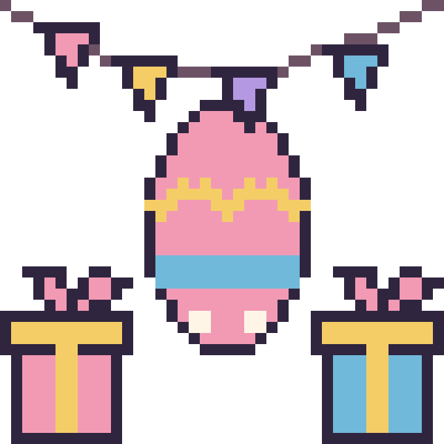 Modèle de pixel art Œuf de Pâques pour un anniversaire sur une grille de 40 par 40 cases