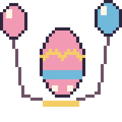 Pixel art Œuf de Pâques avec des ballons, grille 40 × 40