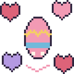 Pixel art Œuf de Pâques avec des cœurs, grille 40 × 40