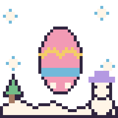 Pixel art Œuf de Pâques en hiver, grille 40 × 40