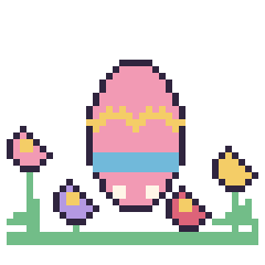Pixel art Œuf de Pâques dans le jardin, grille 40 × 40