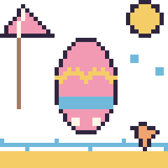 Pixel art Œuf de Pâques à la plage, grille 40 × 40