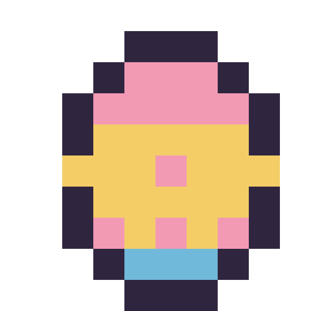 Modèle de pixel art Œuf de Pâques simple 10 × 10 sur une grille de 10 par 10 cases