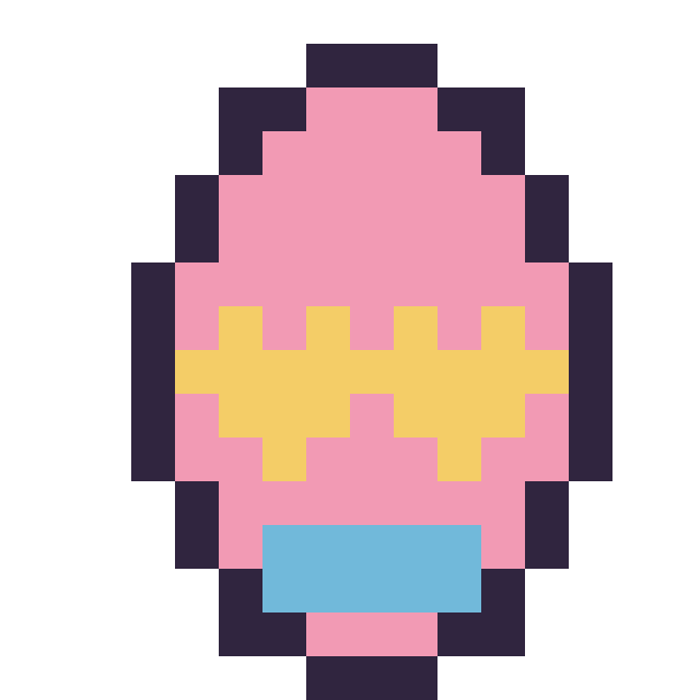 Modèle de pixel art Œuf de Pâques simple 16 × 16 sur une grille de 16 par 16 cases