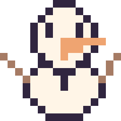 Pixel art Olaf mini 16 × 16, grille 16 × 16