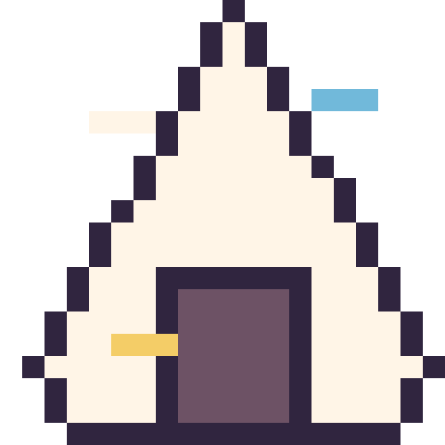 Modèle de pixel art Onigiri décoré sur une grille de 20 par 20 cases