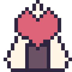 Pixel art Onigiri avec un cœur, grille 20 × 20
