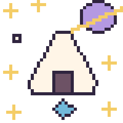 Pixel art Onigiri dans l’espace, grille 40 × 40