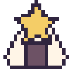 Pixel art Onigiri avec une étoile, grille 20 × 20