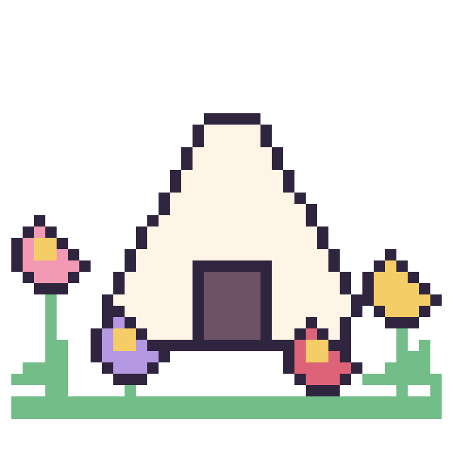 Modèle de pixel art Onigiri dans le jardin sur une grille de 40 par 40 cases