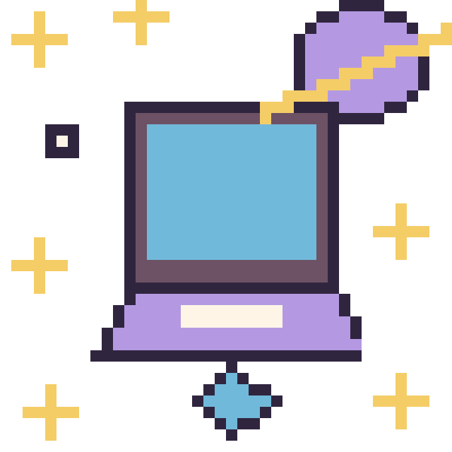 Modèle de pixel art Ordinateur dans l’espace sur une grille de 40 par 40 cases